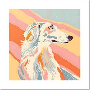 Retro Borzoi: Pastel Pup Revival Posters and Art